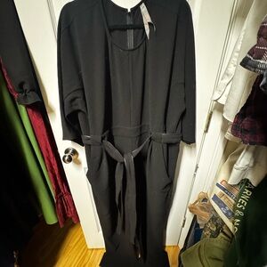 Classic Black Tie-Waist Jumpsuit with Pockets